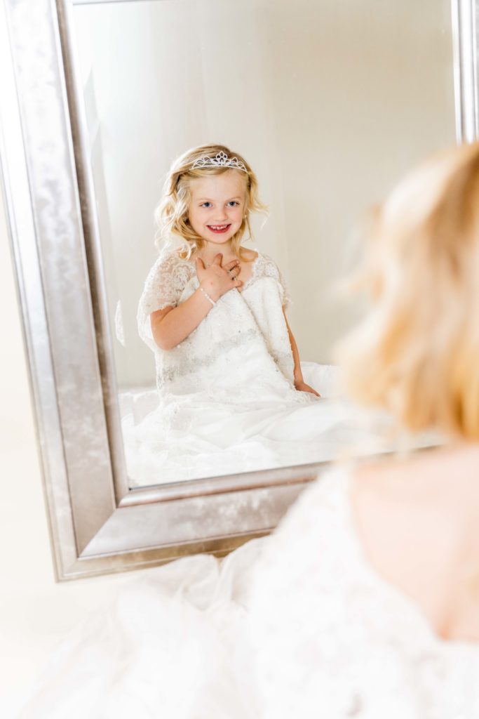Daughter wearing moth'er repurposed wedding dress